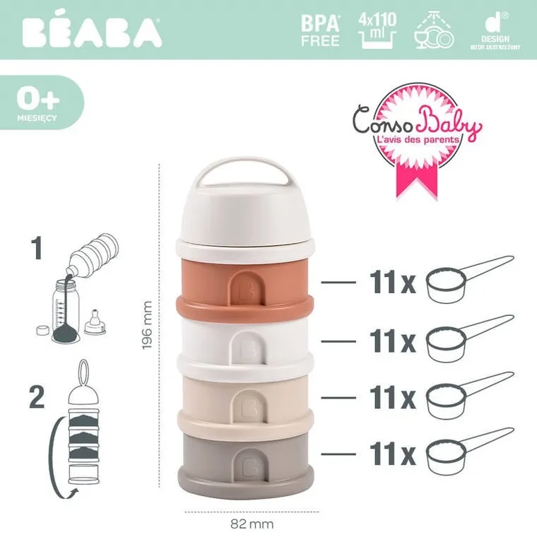 Beaba, pojemniki na mleko w proszku, Cotton White/Terracotta