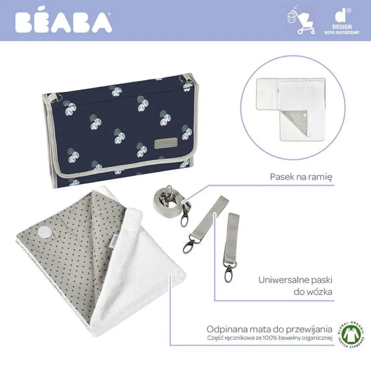 Beaba, przewijak podróżny z etui na akcesoria, moonlit ocean, jungle