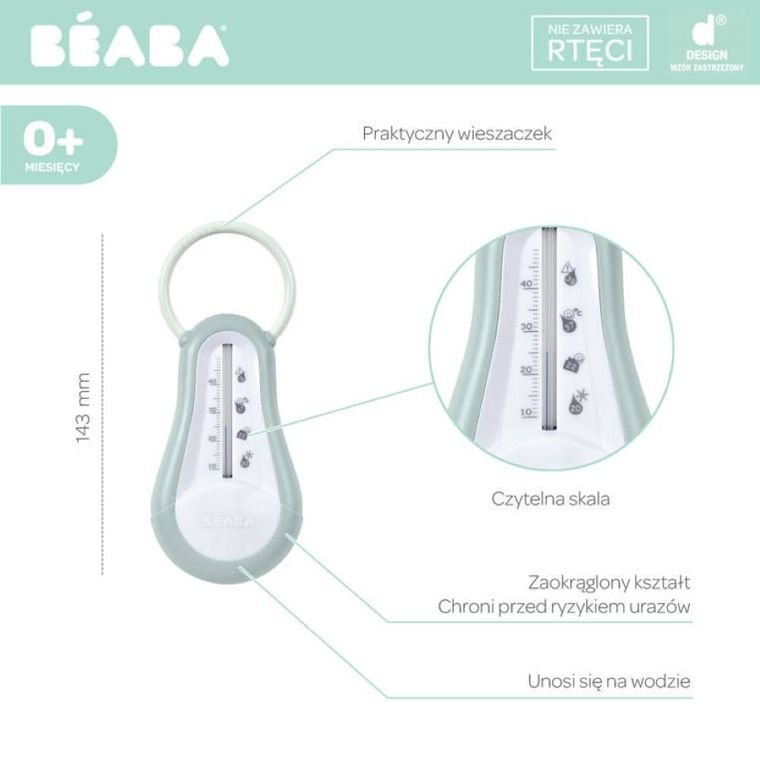 Beaba, termometr do kąpieli, green blue