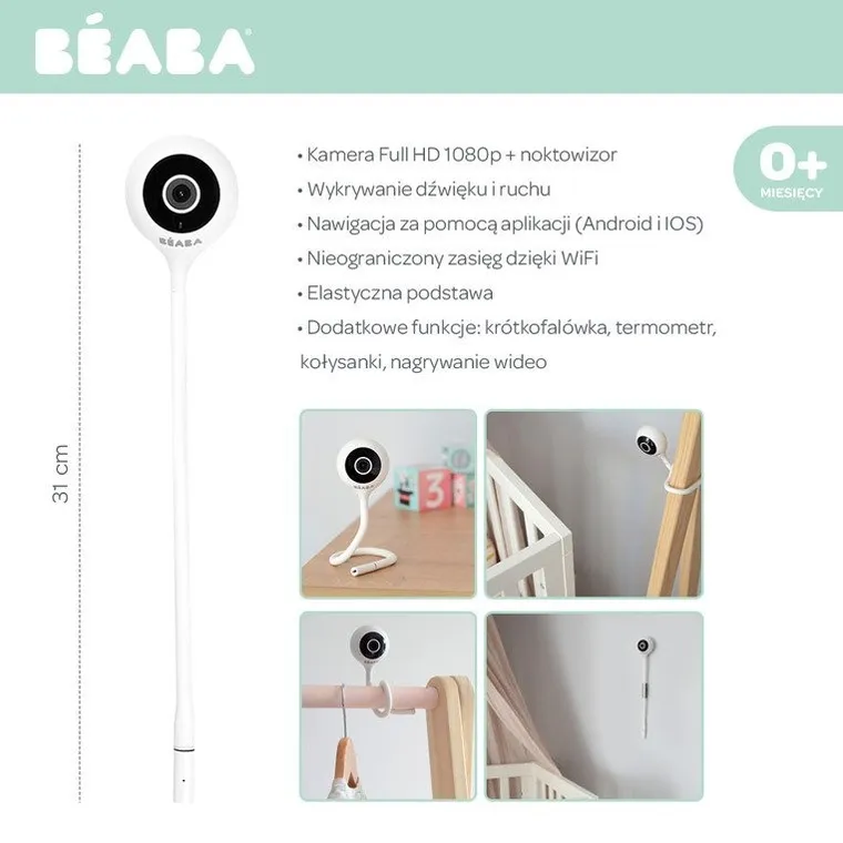 Beaba, Video ZEN Connect, niania elektroniczna, white