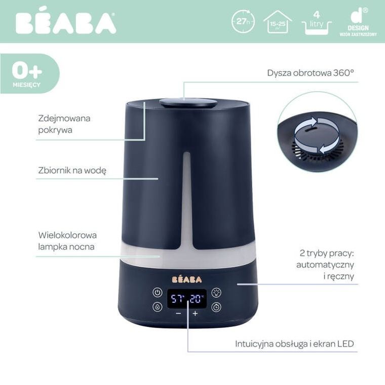 Beaba, Zen Air, ultradźwiękowy nawilżacz powietrza, Night Blue