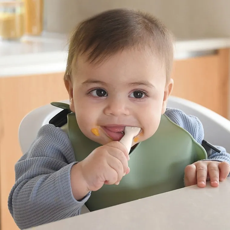 Beaba, zestaw silikonowych pierwszych łyżeczek-gryzaków, praline/clay, 2 szt.