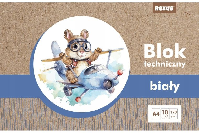 Beniamin, blok techniczny A4, 10 kartek, biały, Kraft Liner