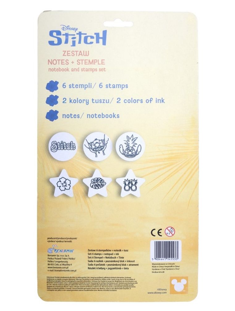 Beniamin, Lilo i Stitch, notes ze stempelkami, 6 szt.