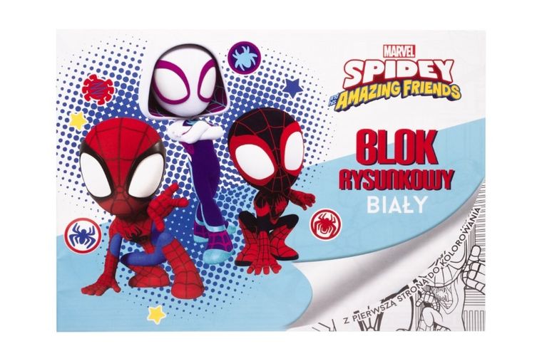Beniamin, Spider-Man, blok rysunkowy, A4, 20 kartek, biały