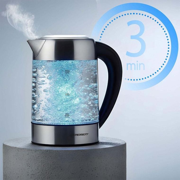 Berdsen, czajnik elektryczny, szklany z regulacją temperatury, 1,7l, 2200W, BD-714