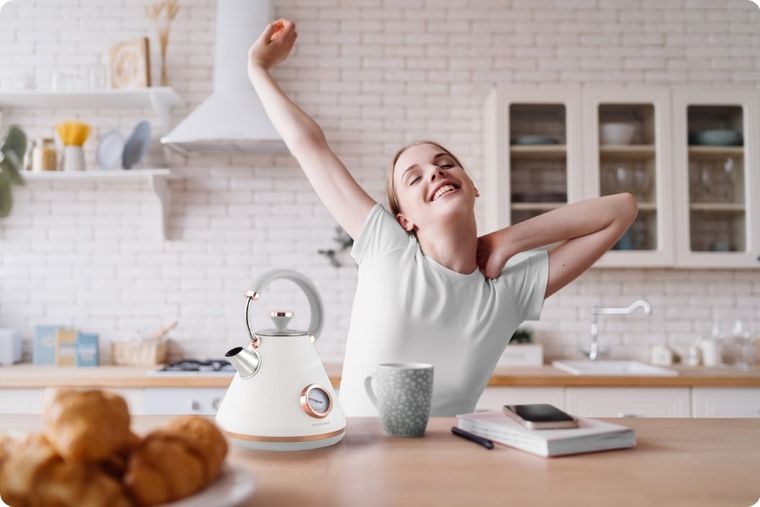 Berdsen, czajnik elektryczny z termometrem, biały, 1.7l, BD-701