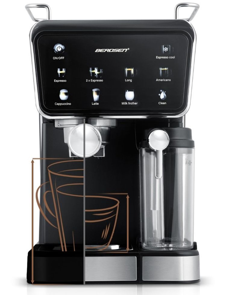 Berdsen, ekspres do kawy kolbowy, ze spieniaczem do mleka, 20 bar, czarny, BD-773