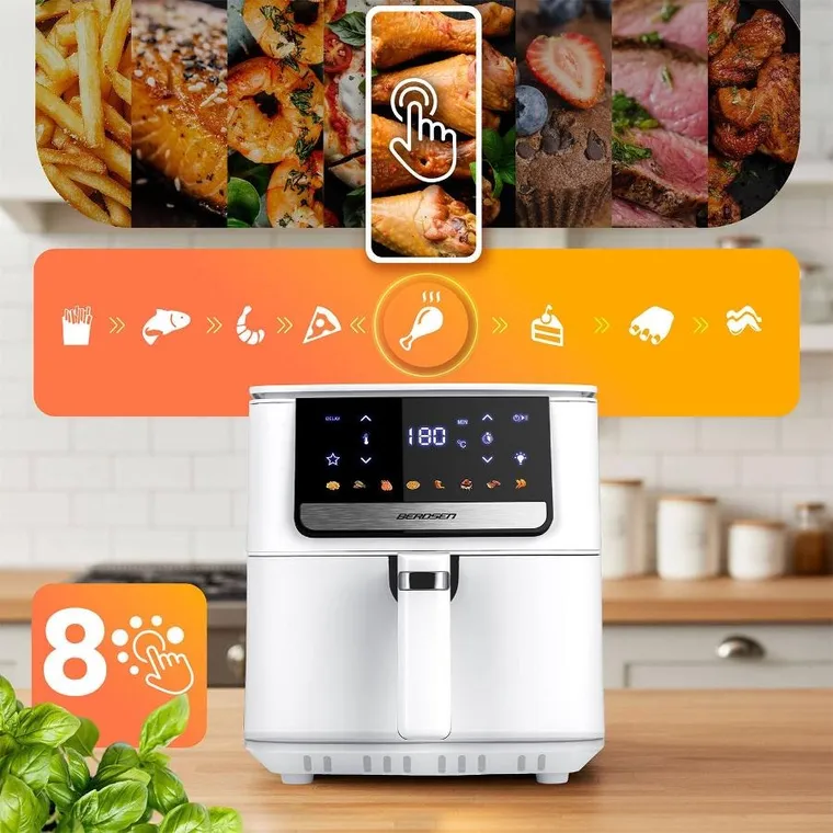 Berdsen, frytkownica beztłuszczowa, air fryer, biały, BD-662