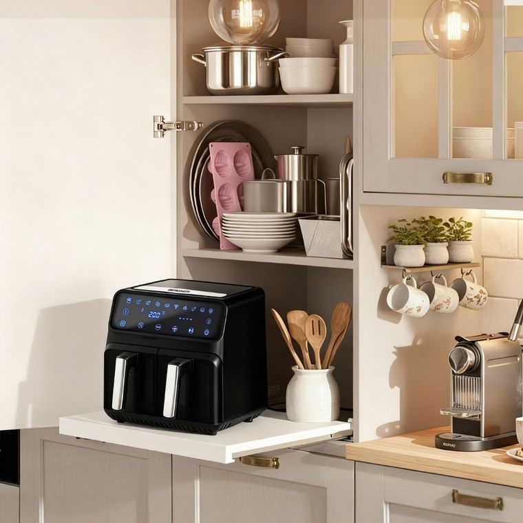 Berdsen, frytkownica beztłuszczowa, air fryer, czarno-srebrna, 8l, BD-653