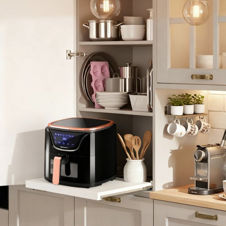 Berdsen, frytkownica beztłuszczowa, air fryer, czarno-złota, 5l, BD-652