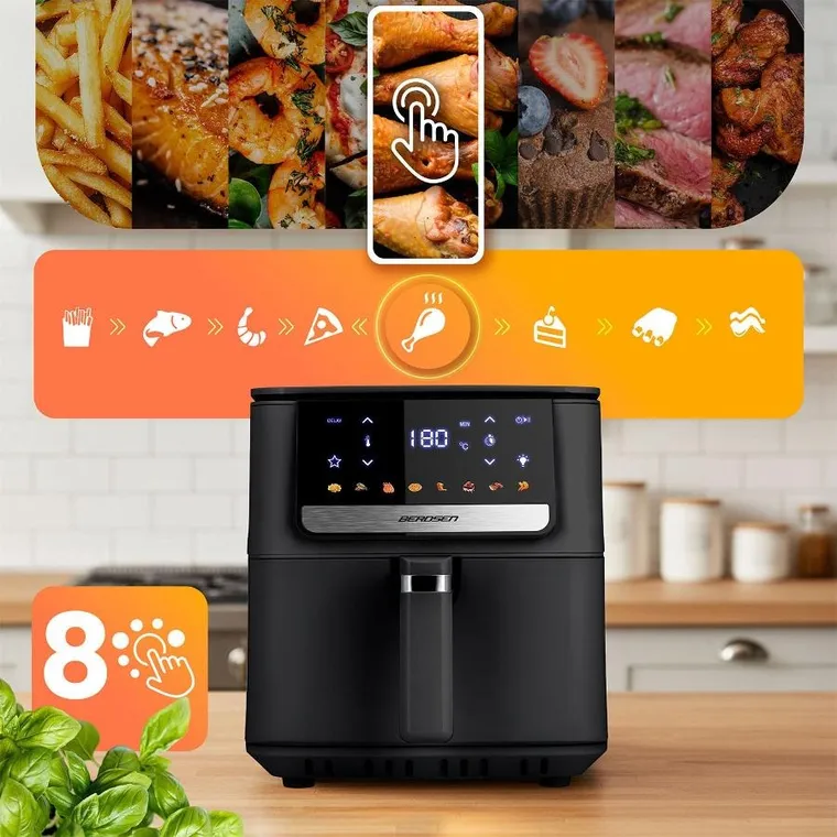 Berdsen, frytkownica beztłuszczowa, air fryer, czarny, BD-662