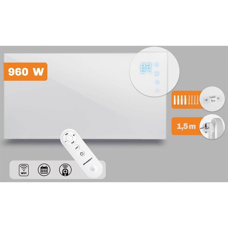 Berdsen, grzejnik na podczerwień, promiennik podczerwieni, 960W, pilot, WiFi, aplikacja, BD-989