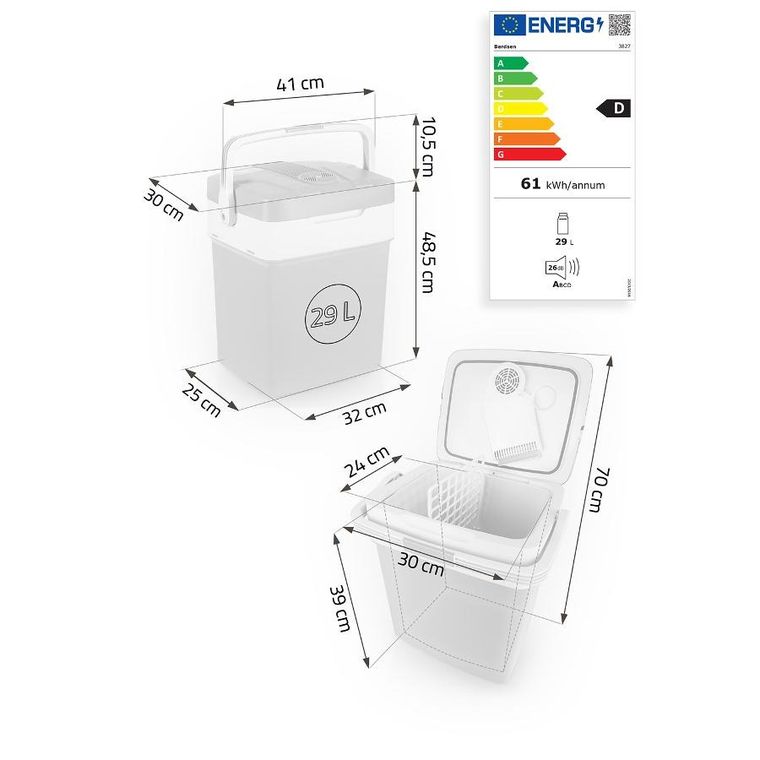 Berdsen, Icemax, lodówka turystyczna, tryb Eco, ciemno-szara, 29l