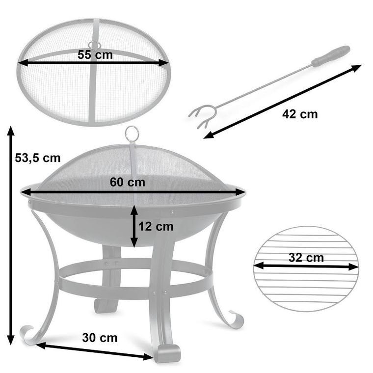 Berdsen, palenisko ogrodowe, 60 cm