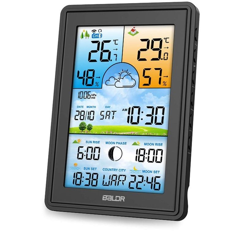 Berdsen, stacja pogodowa z wyświetlaczem, BD-906, czarna