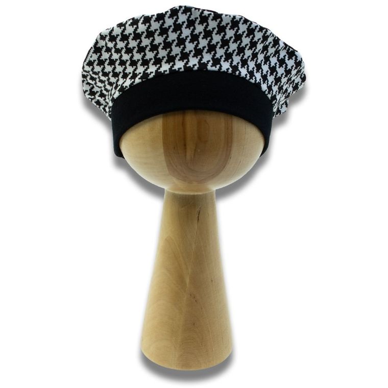 Beret dziewczęcy, biało-czarny, Nicol