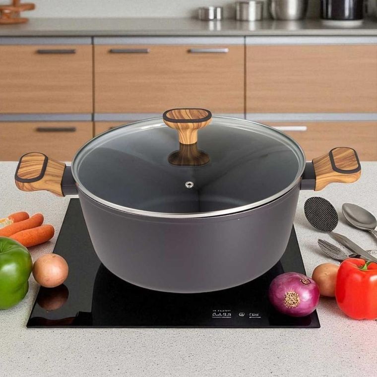 Bergner, Charcoal, garnek multiclad z pokrywą, 28 cm