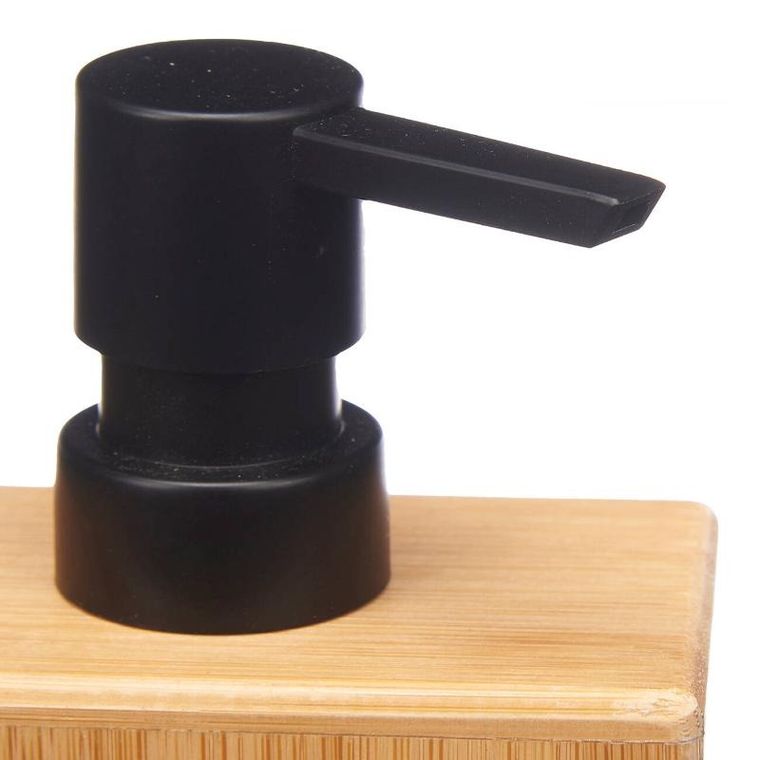 Berilo, dozownik do mydła w płynie, kwadratowy, z bambusa, 5,8-9,7-15 cm