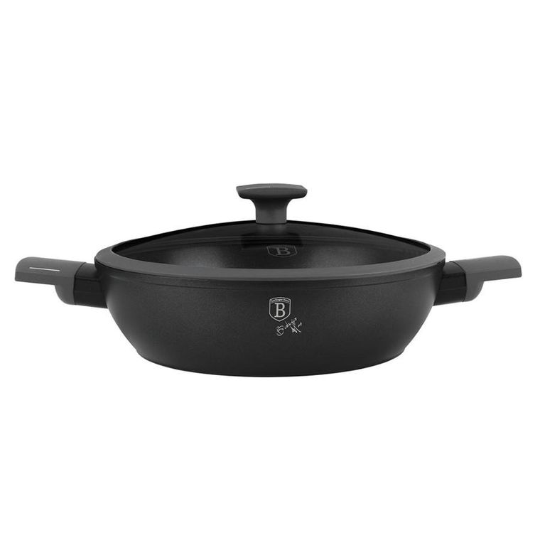 Berlinger Haus, Anthracite, płaski garnek tytanowy z pokrywą, 4.5l