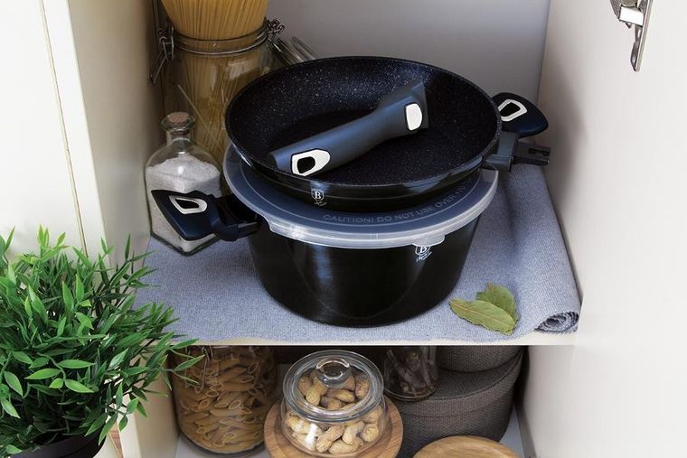 Berlinger Haus, Aquamarine, zestaw: garnki z pokrywą + patelnie + akcesoria, 22 elementy