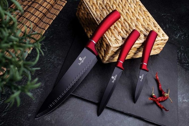 Berlinger Haus, Burgundy, zestaw: garnki granitowe z pokrywą + patelnie + akcesoria, 17 elementów