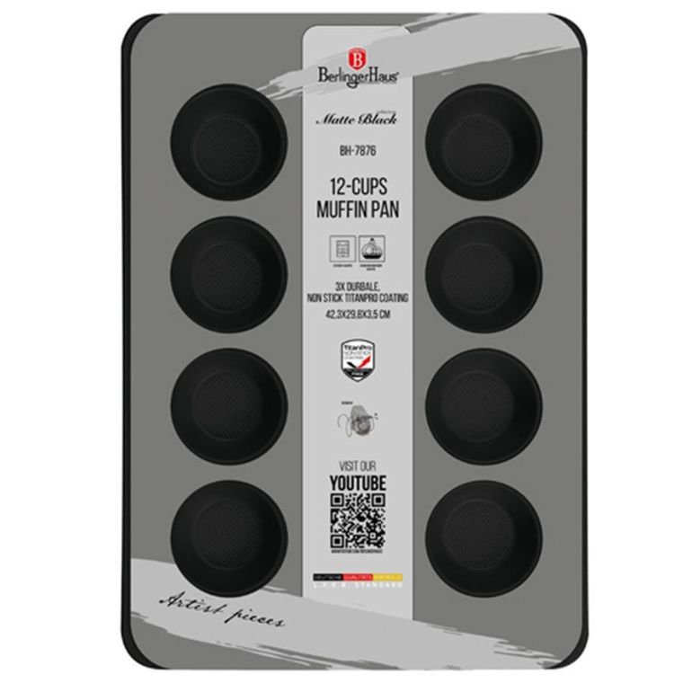 Berlinger Haus, forma tytanowa do muffinek, matte black