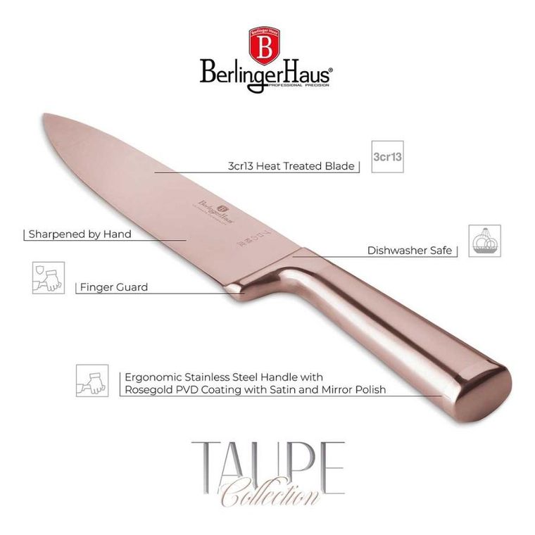 Berlinger Haus, Rose Gold, stalowy nóż szefa kuchni, 22 cm, BH-2934