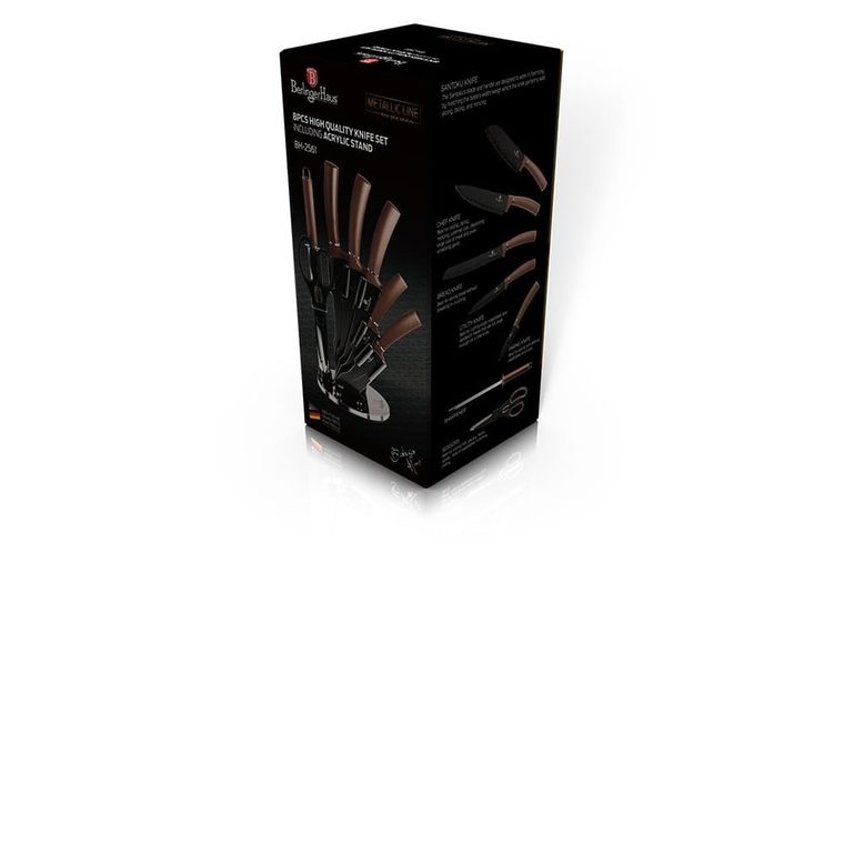 Berlinger Haus, Rose Gold, zestaw noży w stojaku, 8 elementów