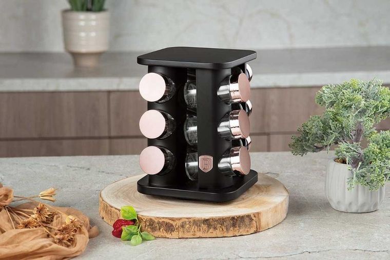 Berlinger Haus, stojak obrotowy na przyprawy 12 pojemników, black rose