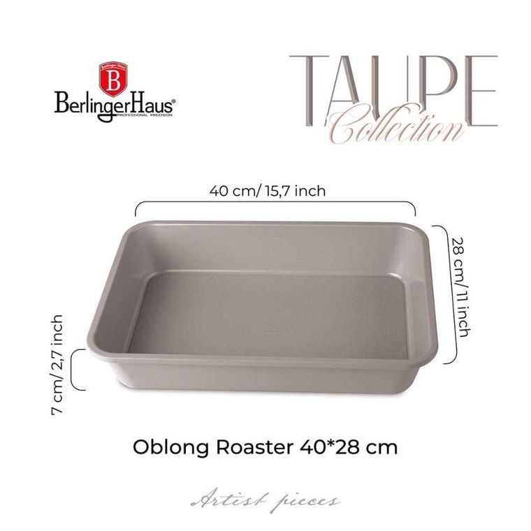 Berlinger Haus, Taupe, brytfanna, forma, tytanowa, 40-28 cm