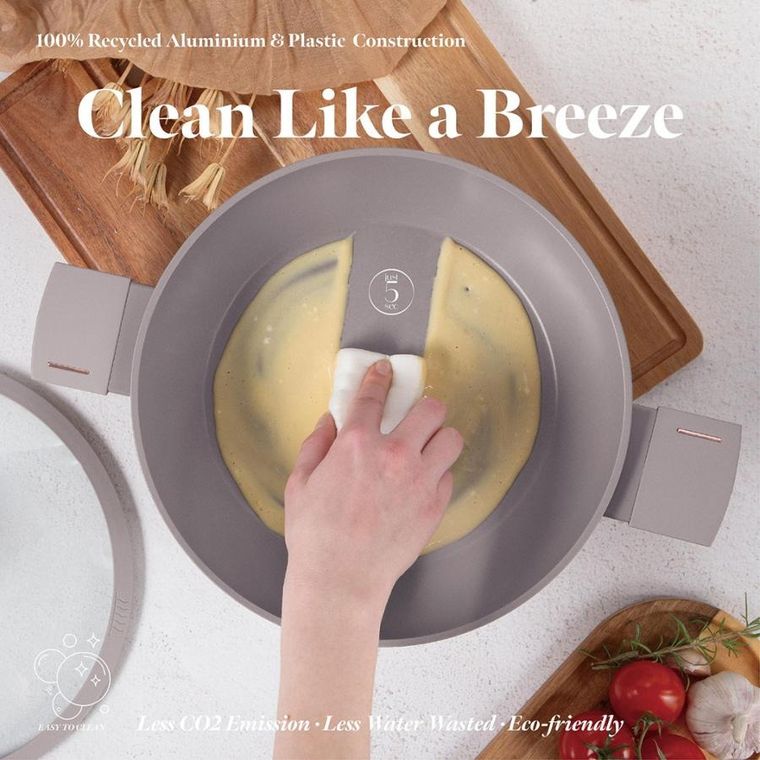 Berlinger Haus, Taupe, płaski garnek tytanowy z pokrywą, 3.8l