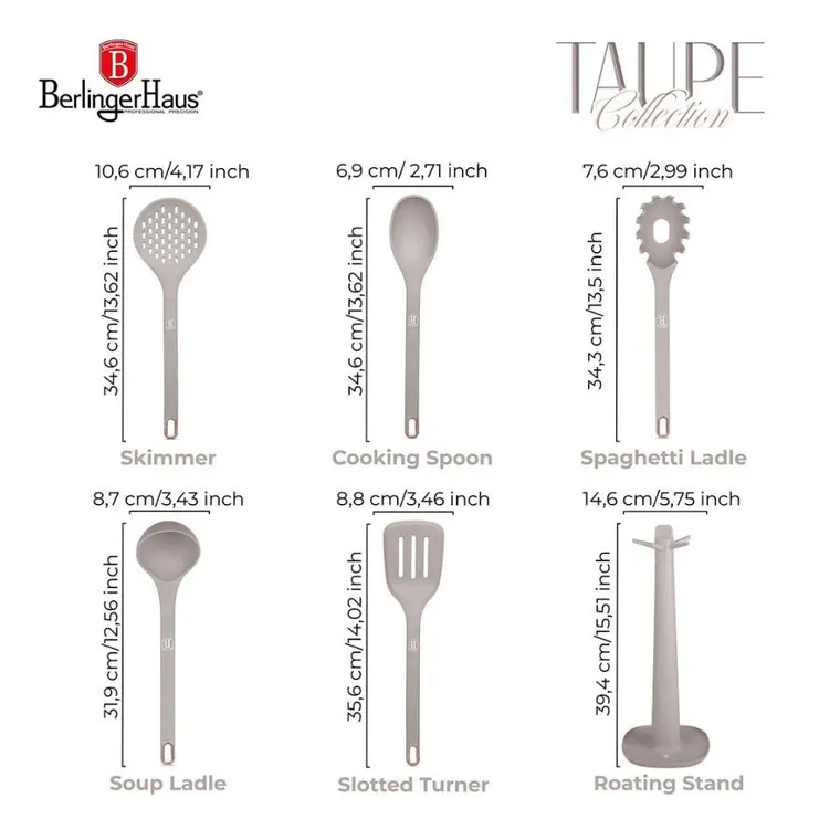 Berlinger Haus, Taupe, zestaw przyborów kuchennych