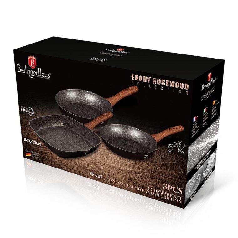 Berlinger Haus, zestaw 3 patelni granitowych, BH-7101