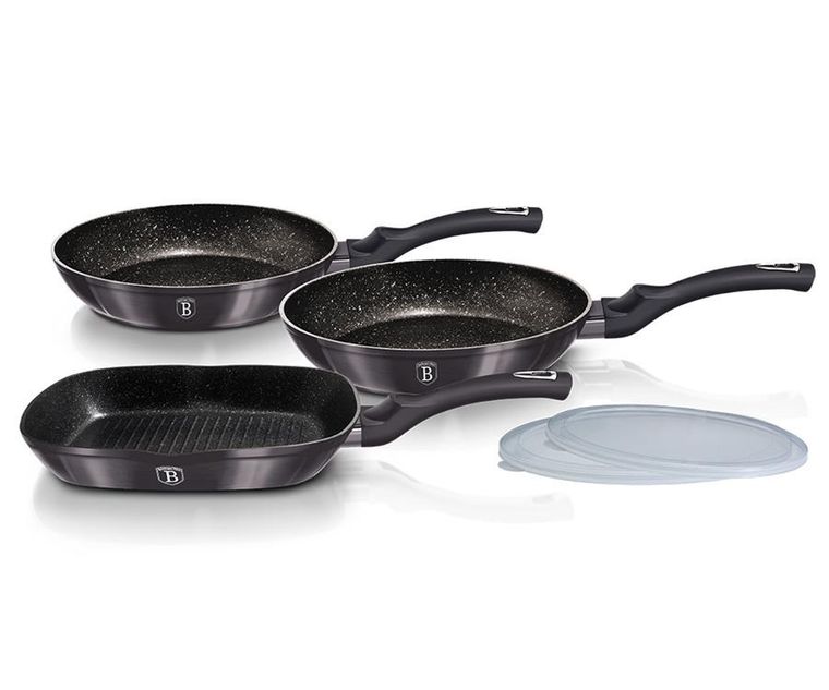 Berlinger Haus, zestaw 3 patelni granitowych, Carbon Pro