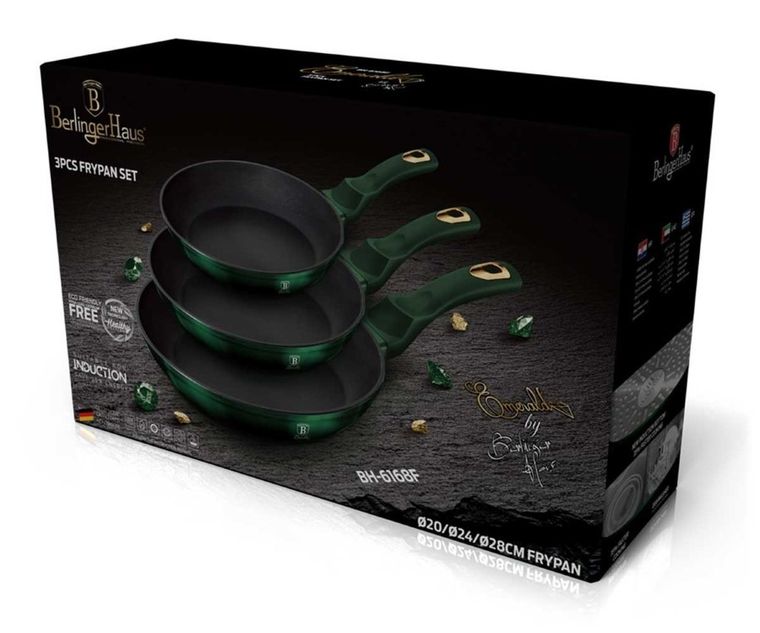 Berlinger Haus, zestaw 3 patelni tytanowych, Emerald