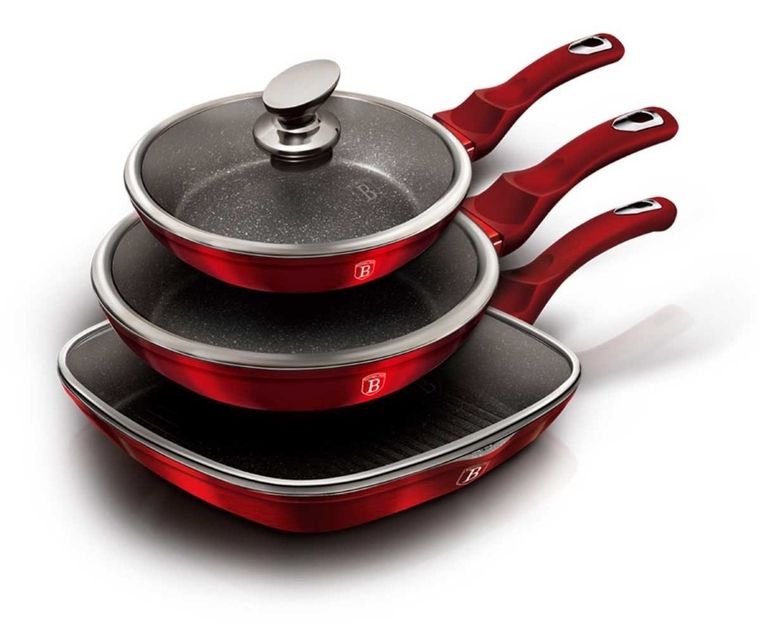 Berlinger Haus, zestaw patelni granitowych, Burgundy