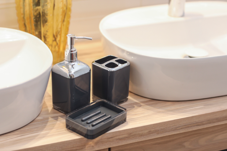 Berretti, zestaw akcesoriów łazienkowych, 3 elementy, antracyt + chrom