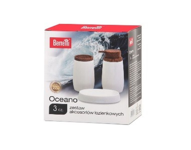 Berretti, zestaw akcesoriów łazienkowych, 3 elementy, antracyt w paski