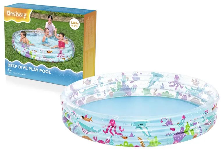 Bestway, basen dmuchany, okrągły, morski świat, 33-183 cm