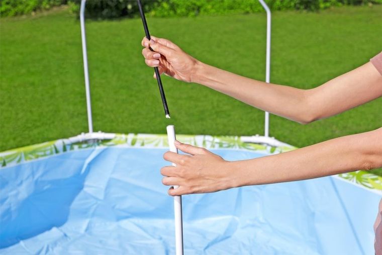 Bestway, basen stelażowy z daszkiem i zraszaczem, okrągły, rośliny, 51-244 cm