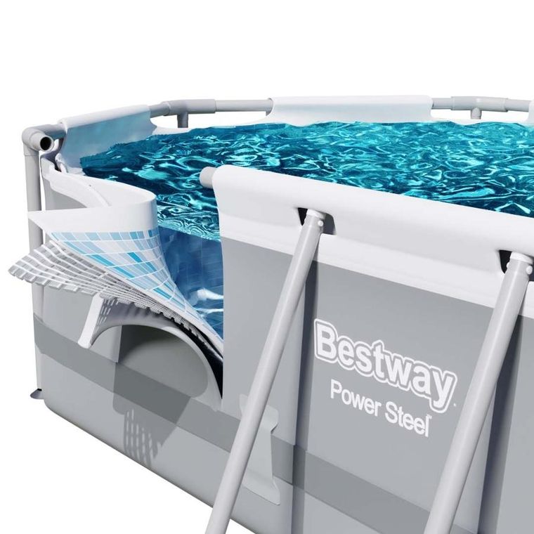 Bestway, basen stelażowy z pompą filtrującą i akcesoriami, owalny, 488-305-107 cm, zestaw 12w1