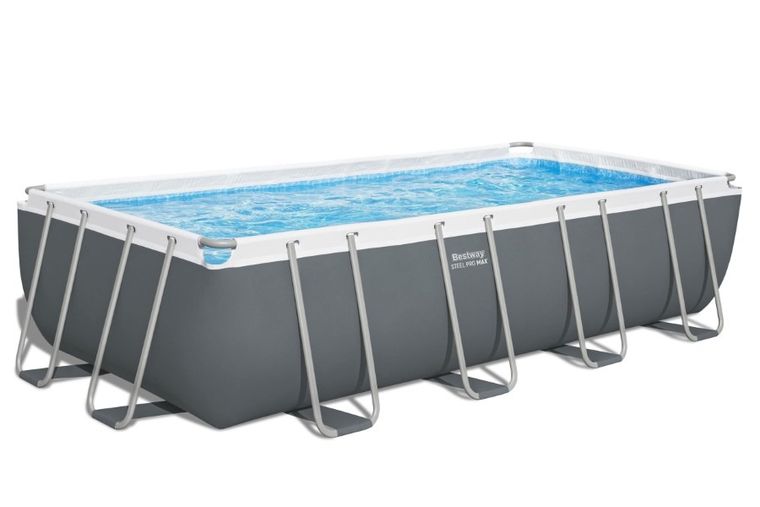 Bestway, basen stelażowy z pompą filtrującą i drabinką, prostokątny, 549-274-122 cm, 12w1