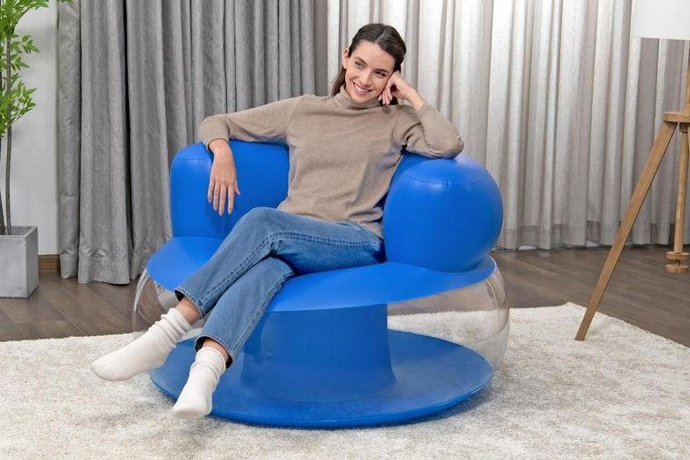 Bestway, dmuchany fotel, niebieski, 112-112-70 cm