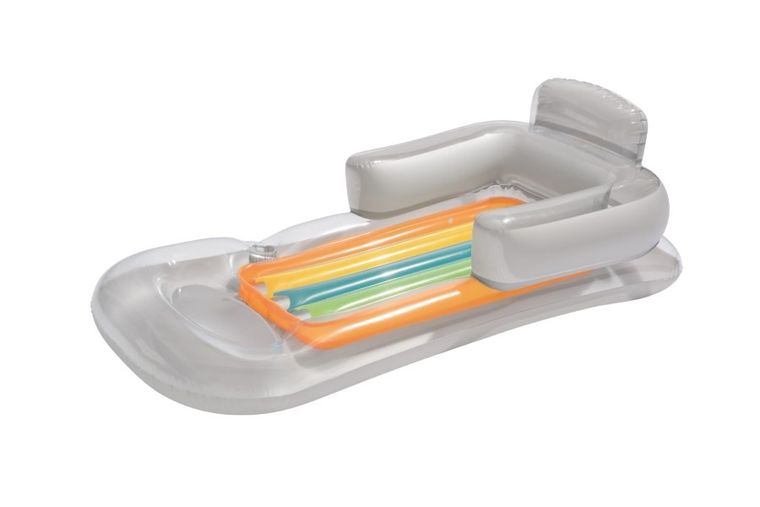 Bestway, dmuchany materac do pływania, z oparciem i podłokietnikami, srebrny, niebieski