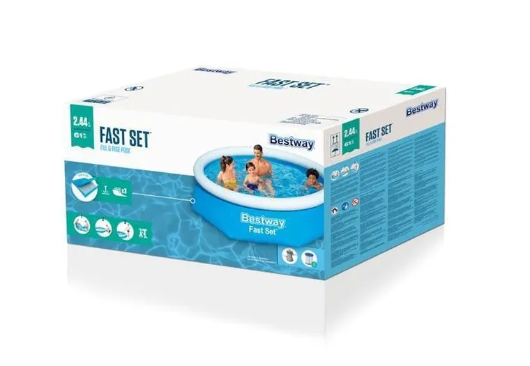 Bestway, Fast Set, basen rozporowy z pompą filtracyjną, 2.44-61 cm