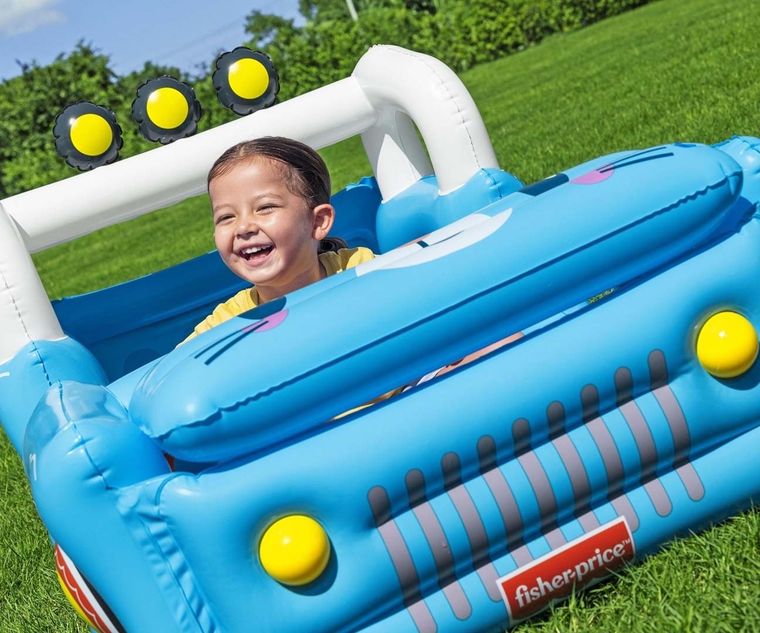Bestway, Fisher-Price, dmuchany samochód z piłkami, 117-76-61 cm