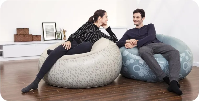 Bestway, fotel welurowy, niebieski