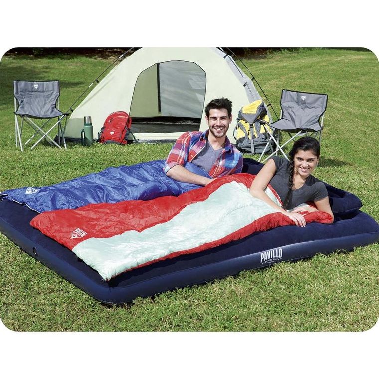 Bestway, materac dmuchany z pompką i poduszkami, 203-152-22 cm