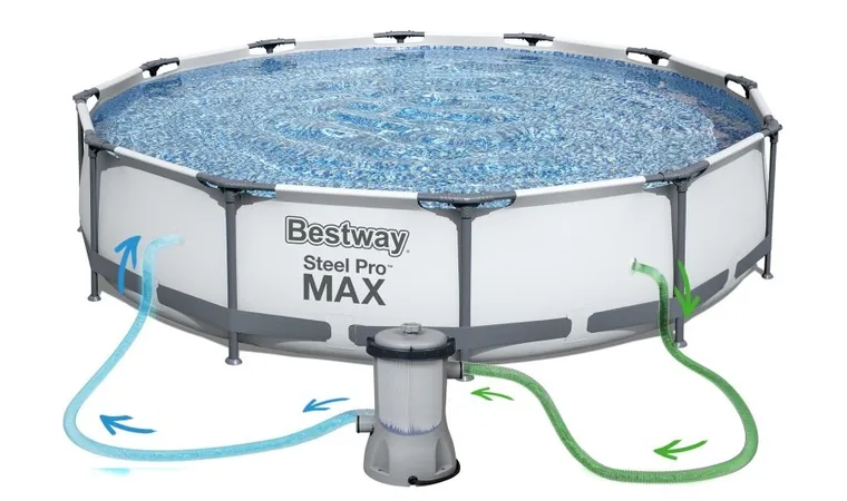 Bestway, Steel Pro Max, basen stelażowy z pompą filtracyjną, 3,66-0,76m